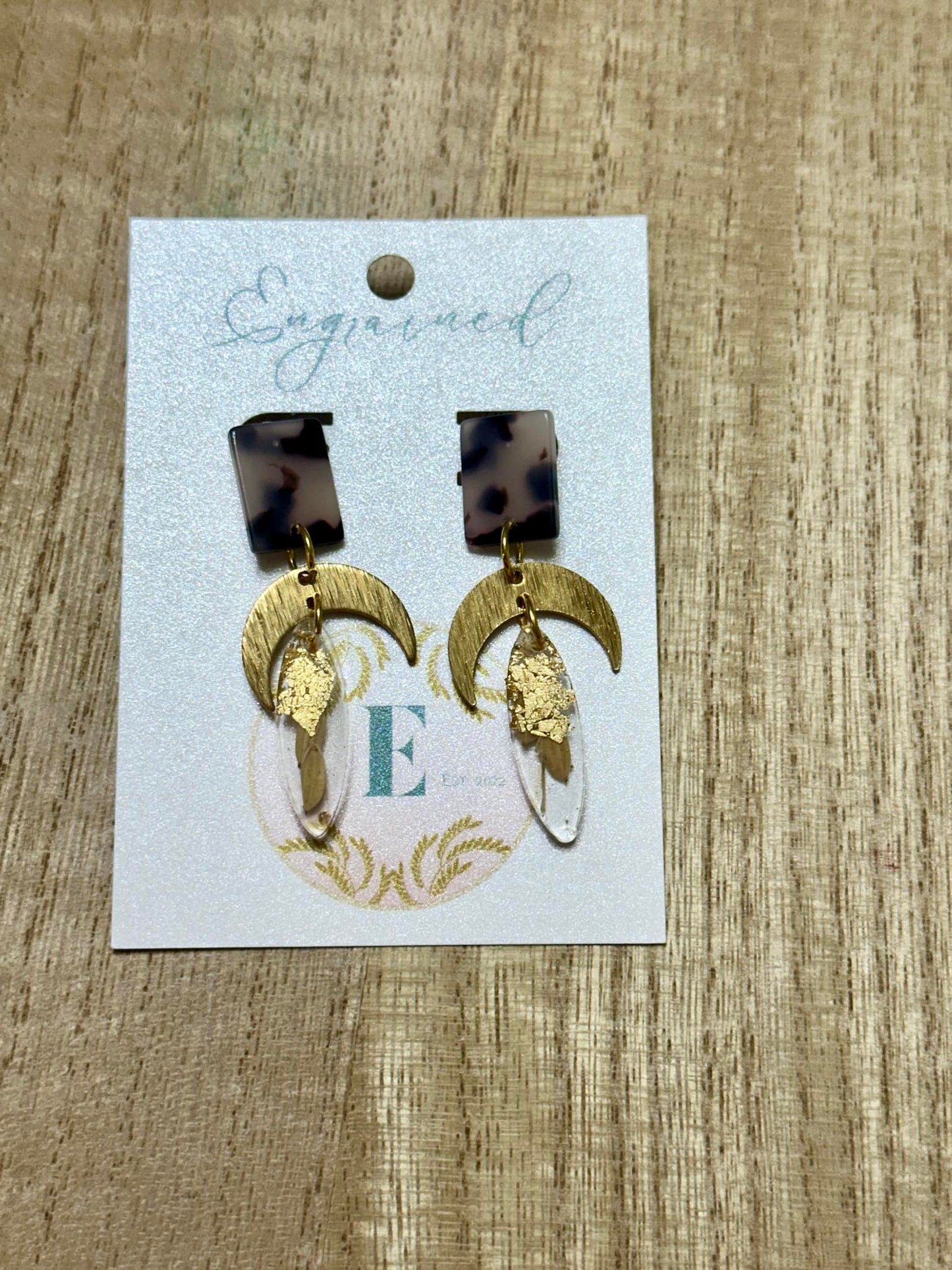 Modern Moon + Oval Rice Earrings