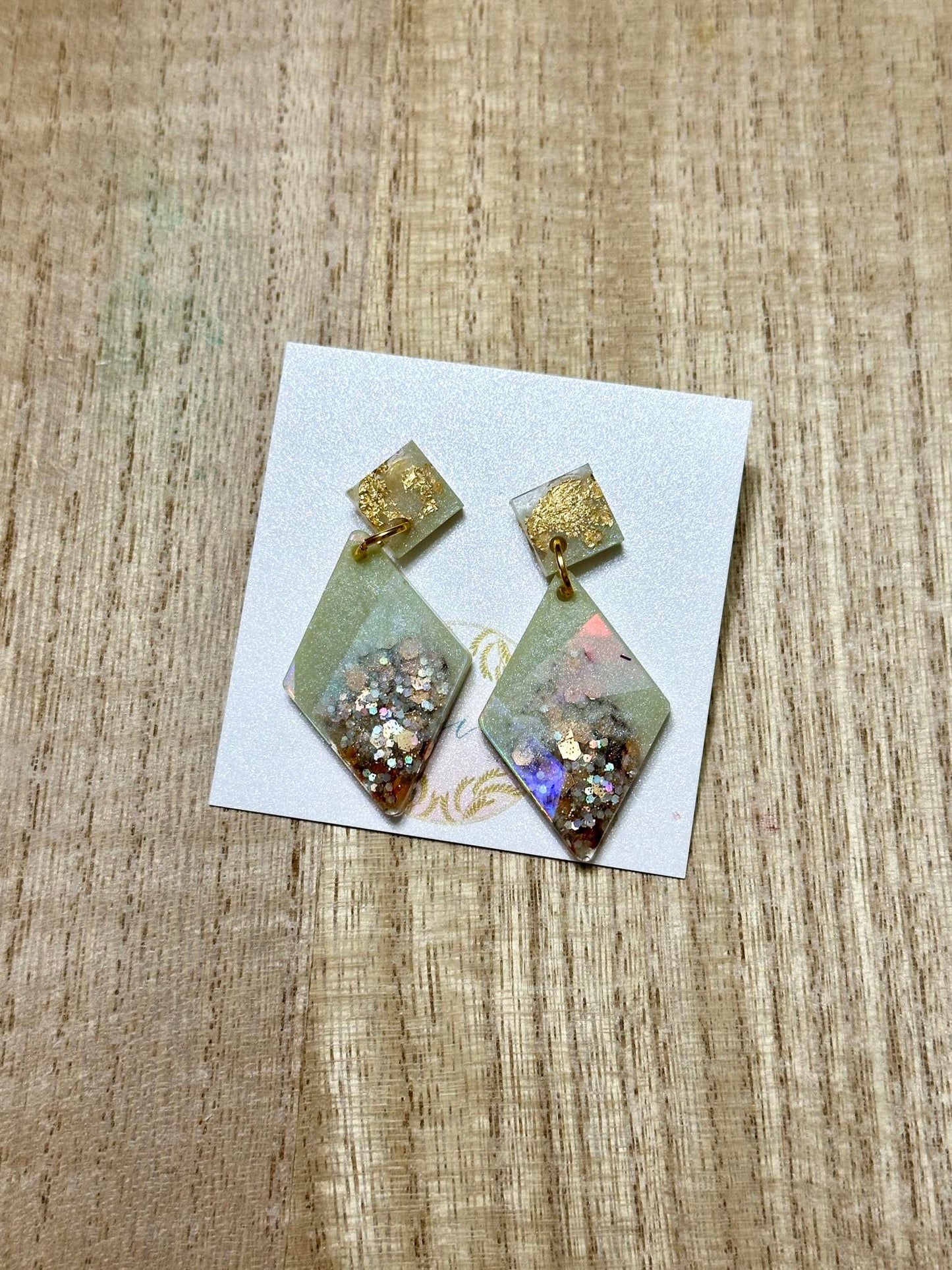 Holographic Diamond Rice Earrings