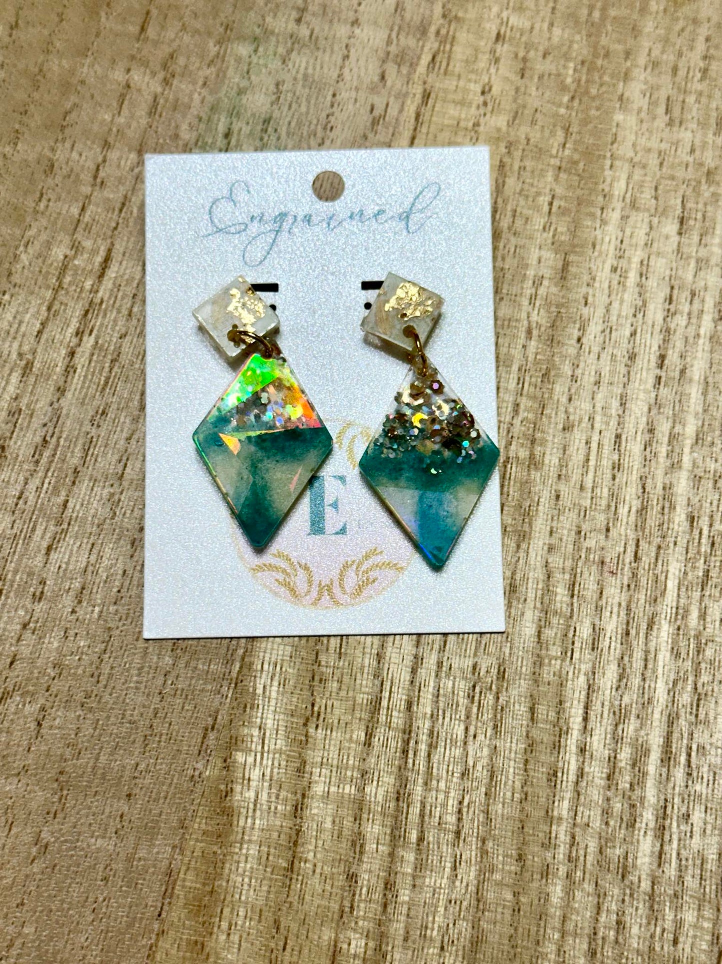 Holographic Diamond Rice Earrings