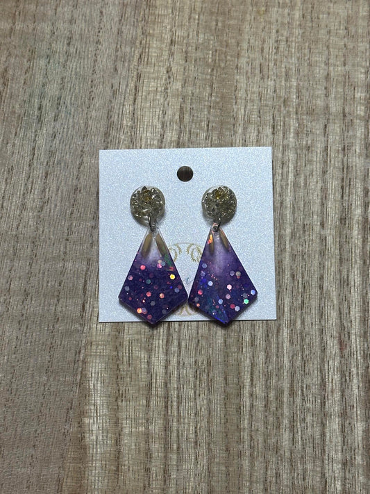 Purple Shimmer Diamond Rice Earrings