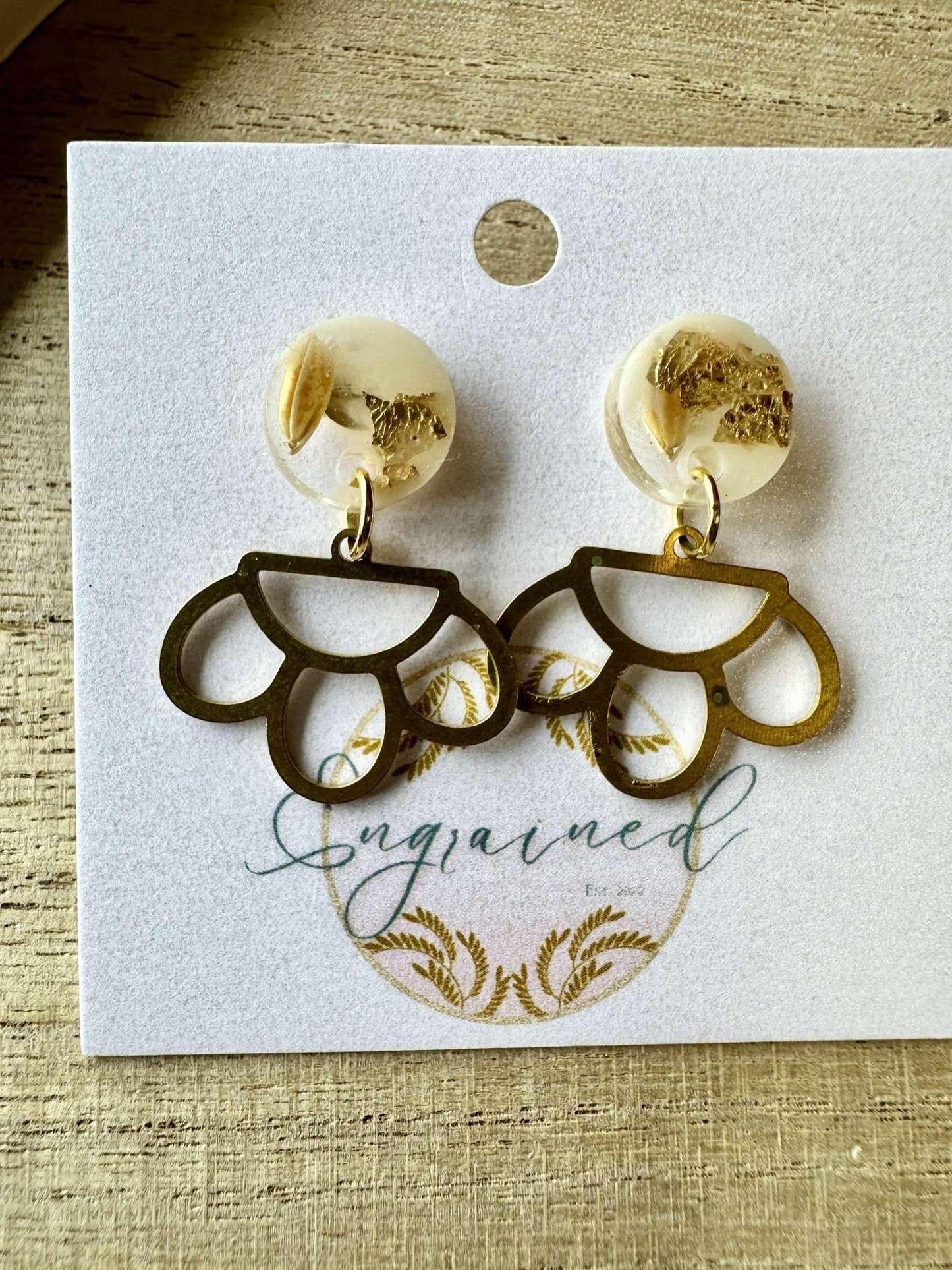 Gold Flower Rice Earrings