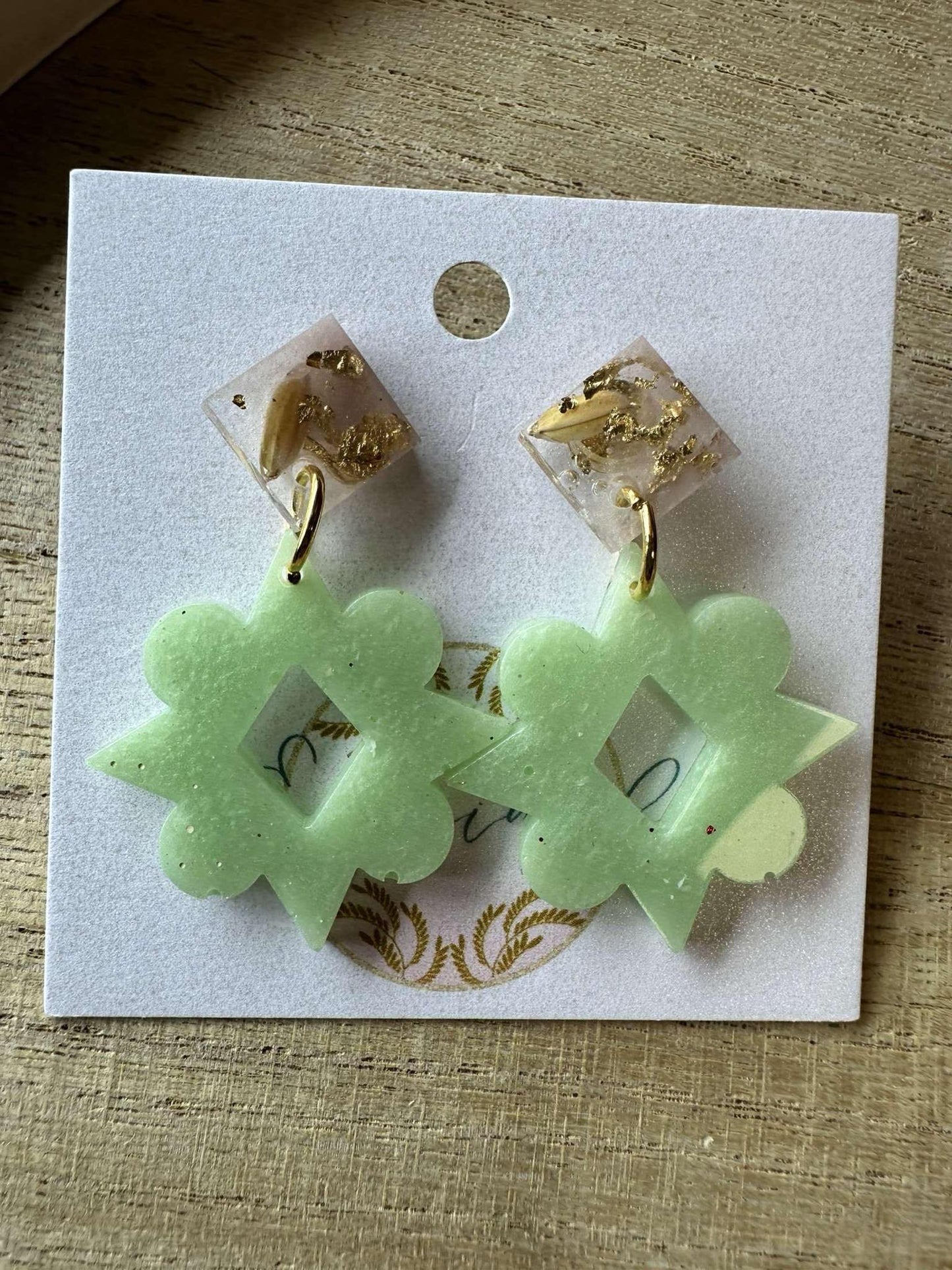 Green Geometric Rice Earrings