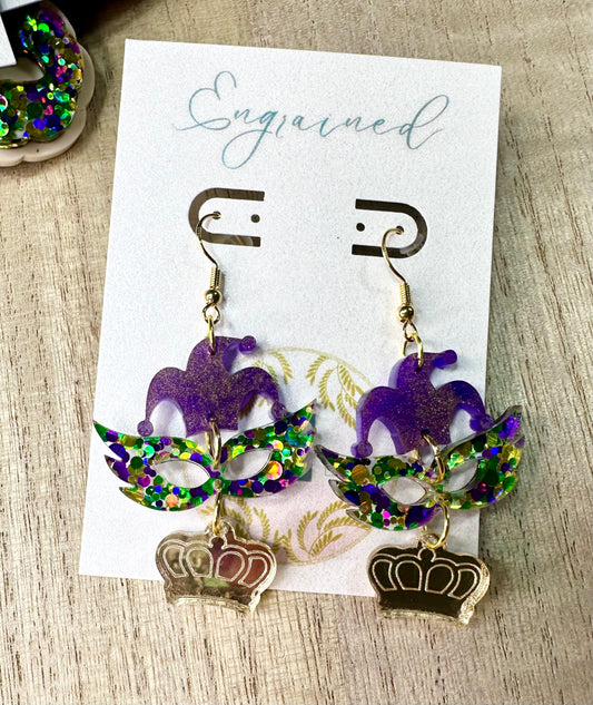 Mardi Gras Earrings SVG FILE ONLY