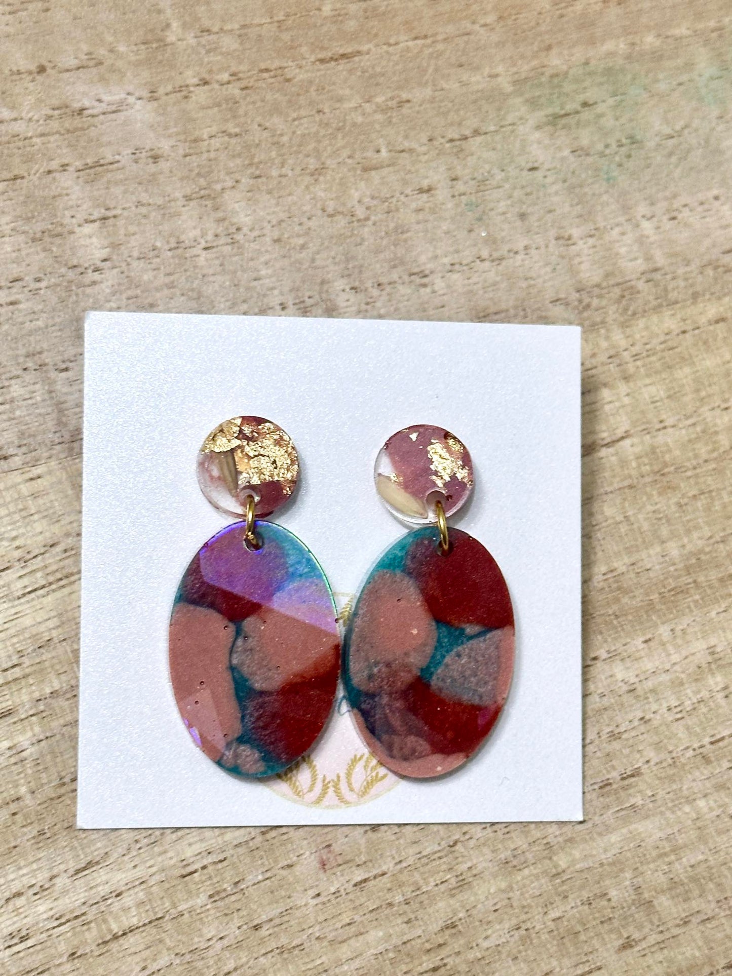 Holographic Colorful Oval Rice Earrings