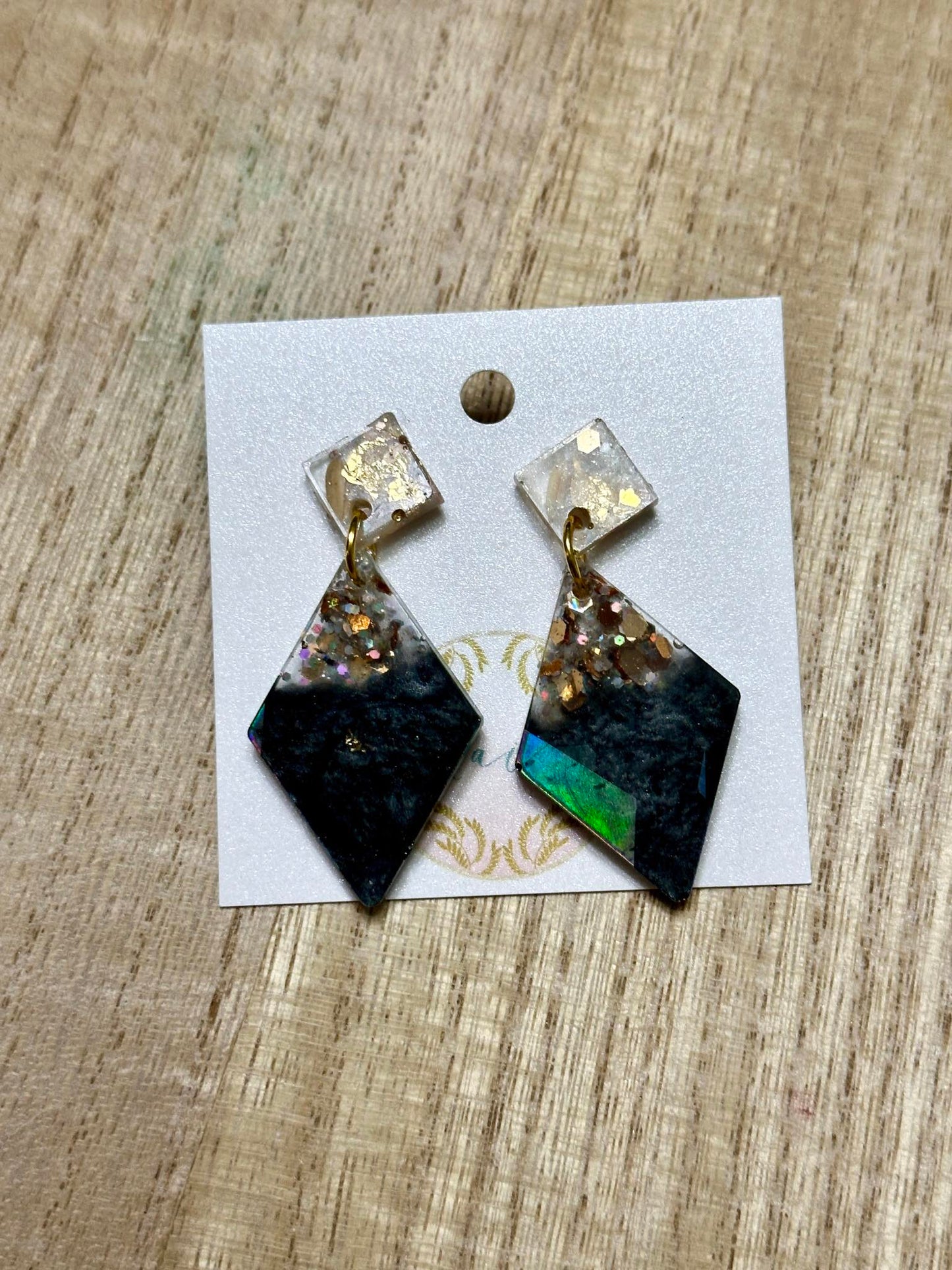 Holographic Diamond Rice Earrings