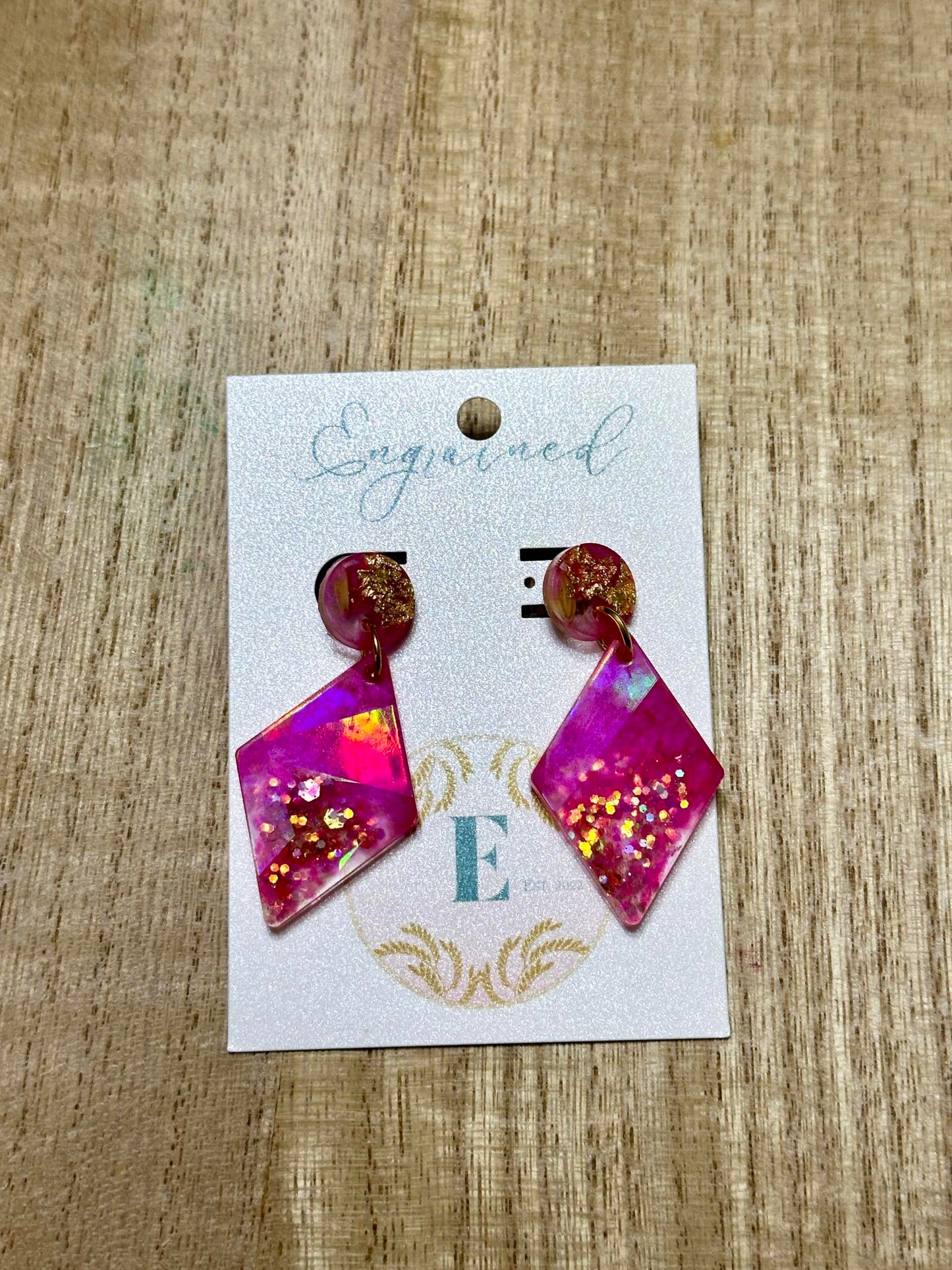 Holographic Diamond Rice Earrings