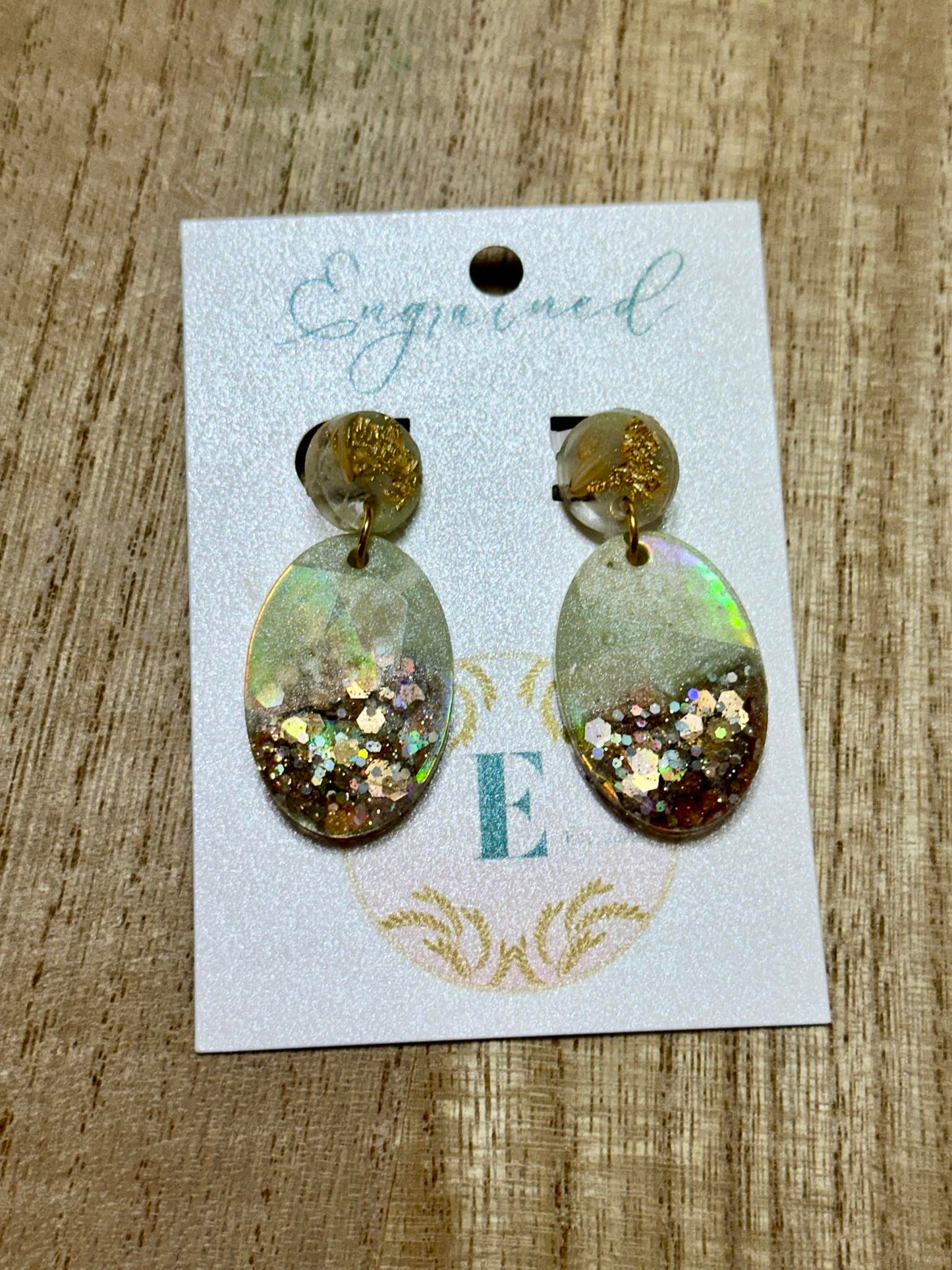 Holographic Trendy Oval Rice Earrings