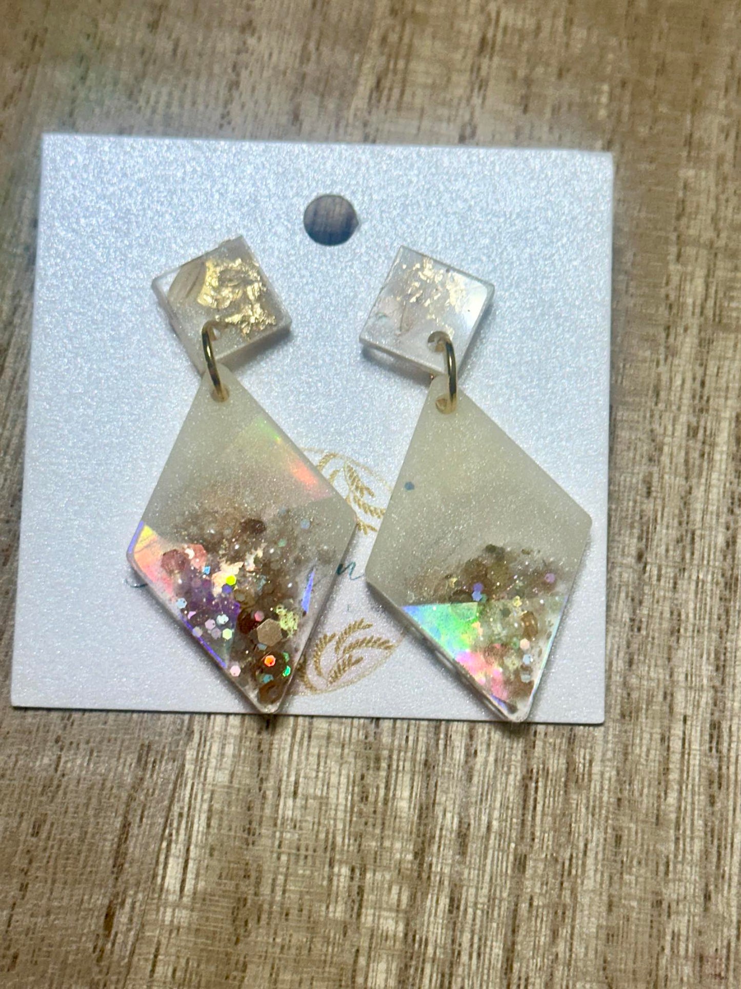 Holographic Diamond Rice Earrings