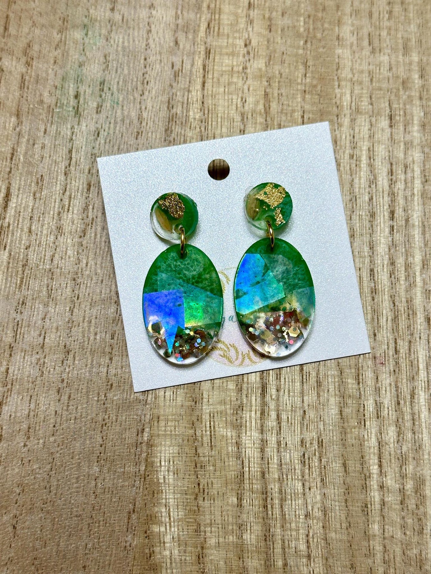 Holographic Trendy Oval Rice Earrings