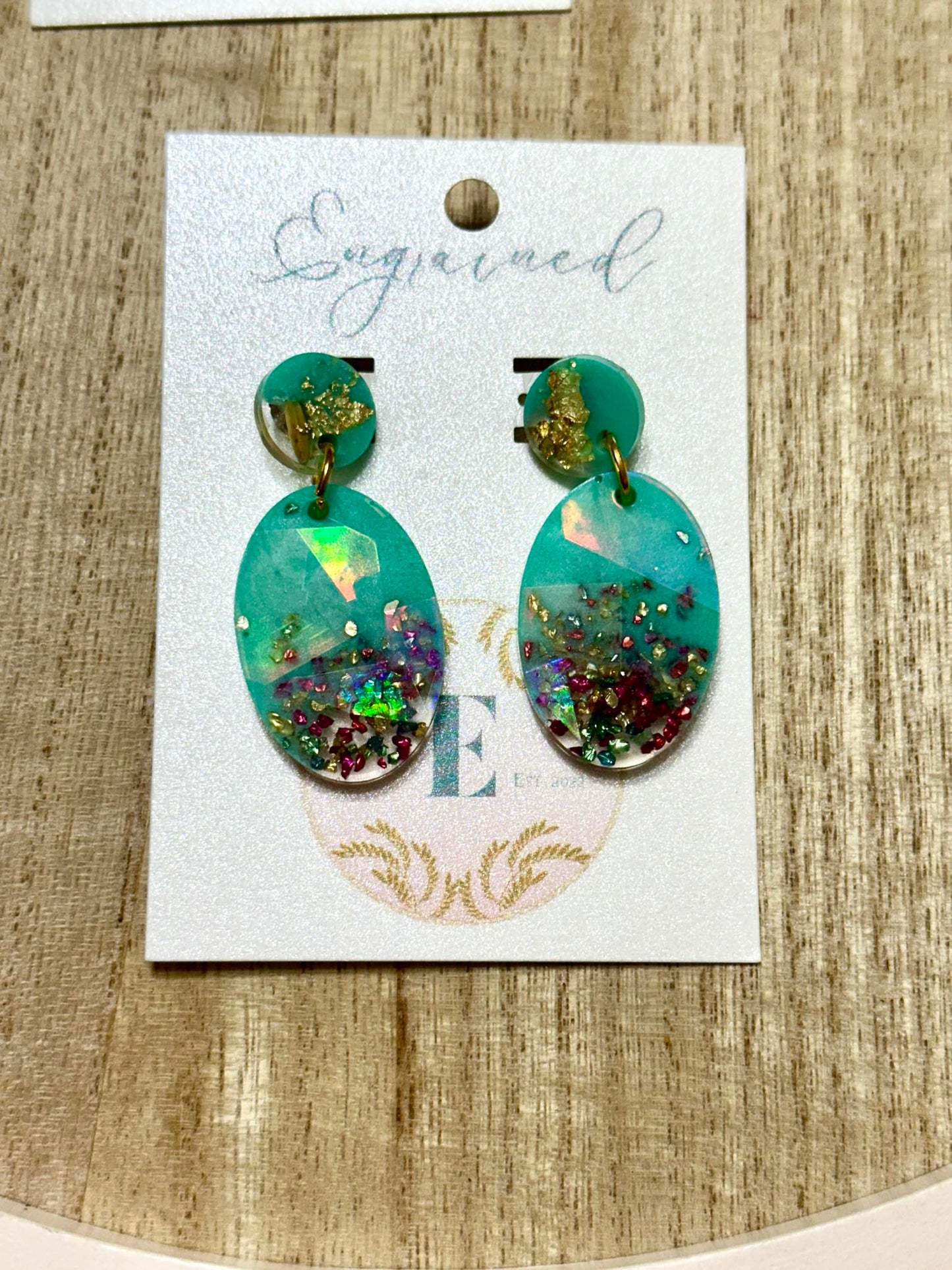 Holographic Trendy Oval Rice Earrings