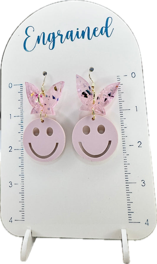 Smiley face Bunny Earrings