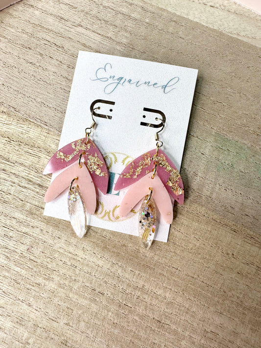 Mauve, Blush and Gold Earrings