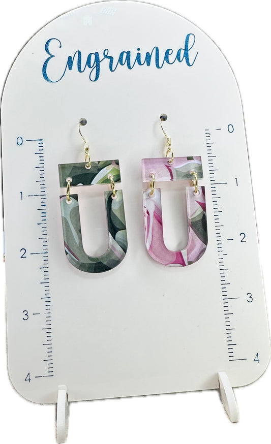 Modern Shape Teal and Blush Earrings