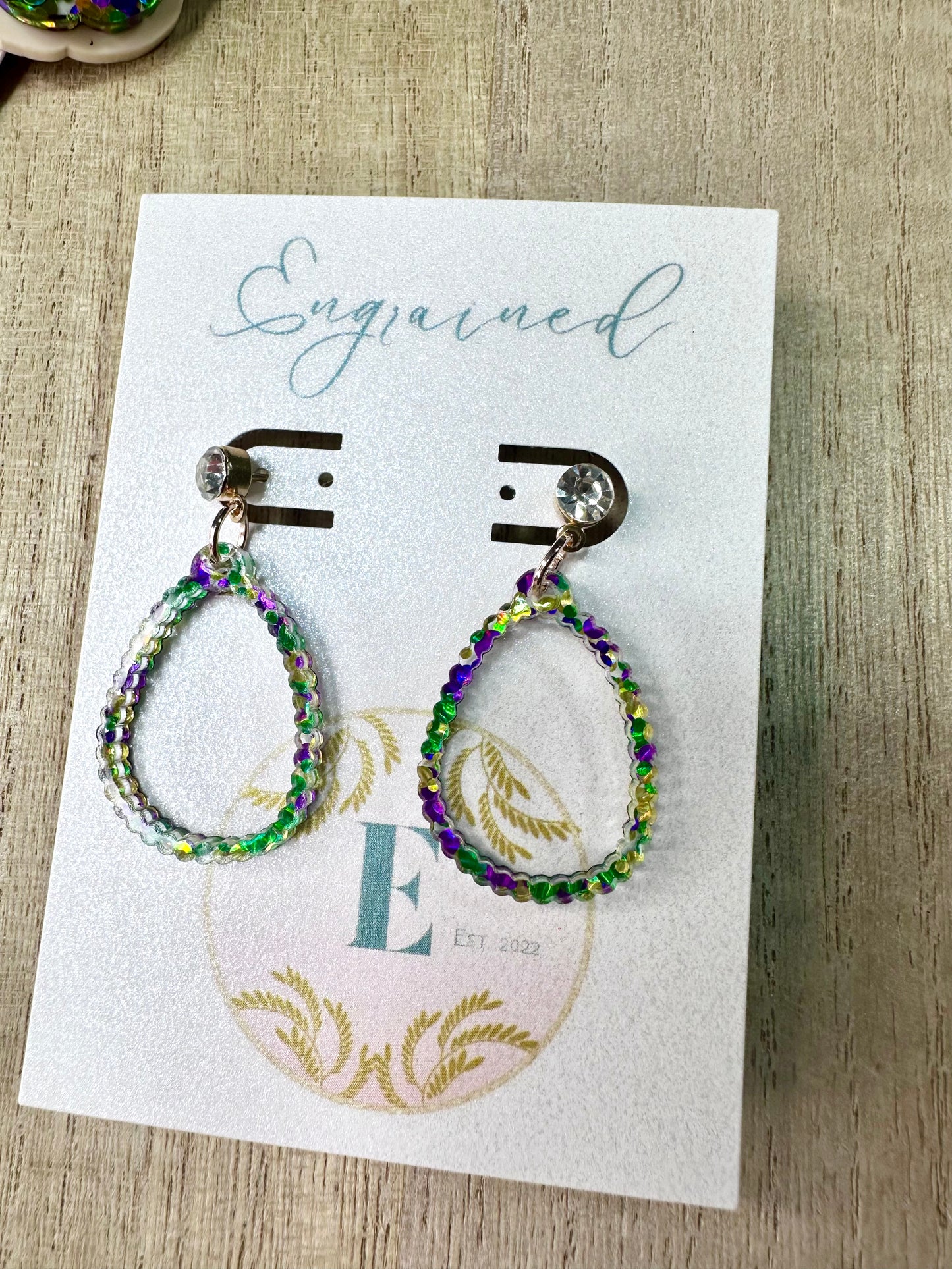 Mardi Gras Beads Dangle Earrings