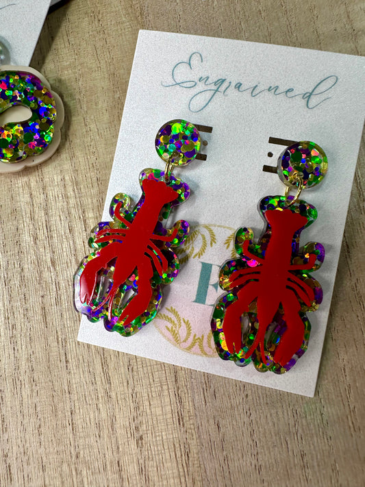 Crawfish Pardi Dangle Earrings