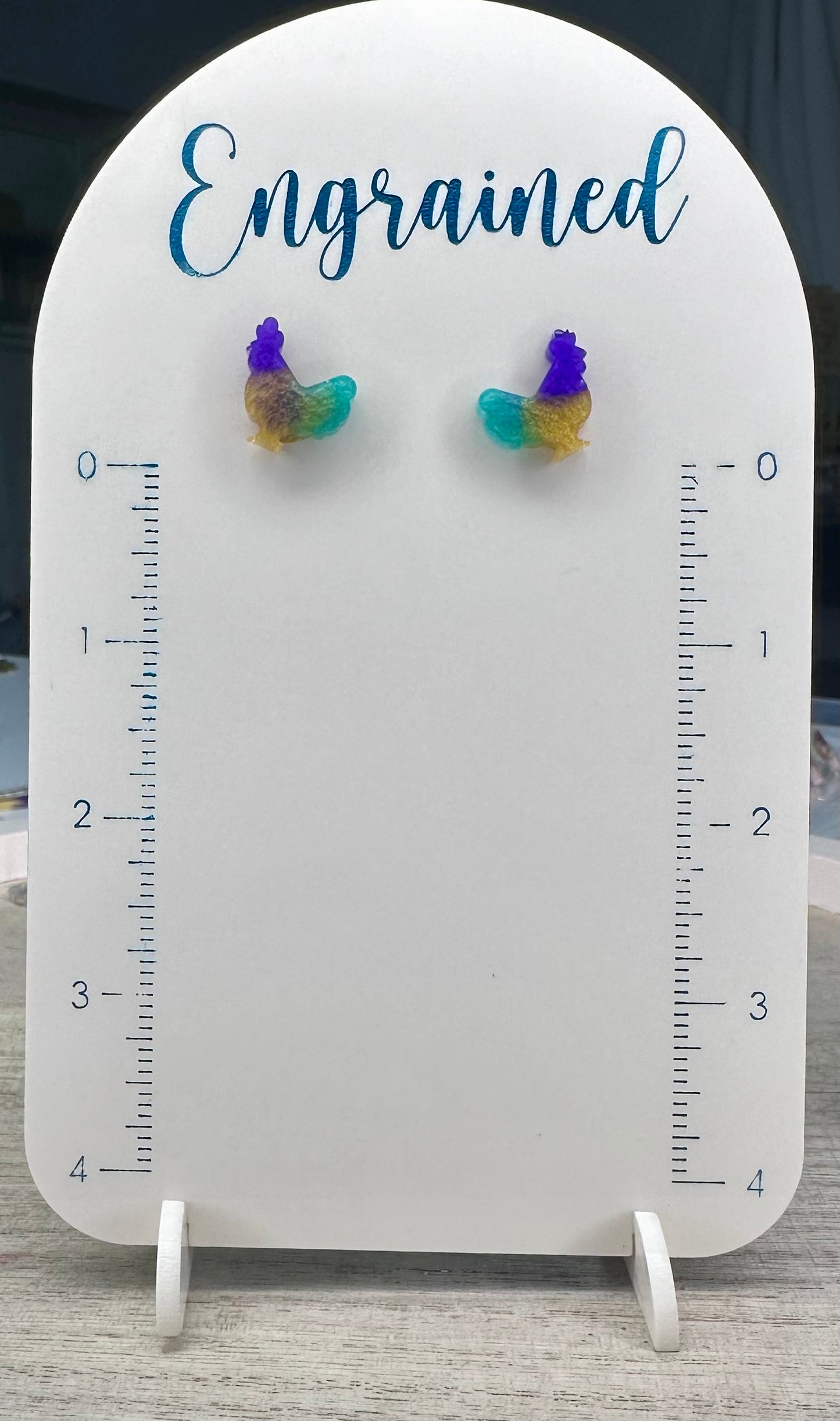 Mardi Gras Chicken Stud Earrings