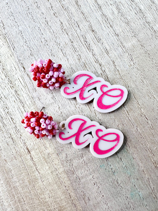 XO with Seed Bead Topper Earrings