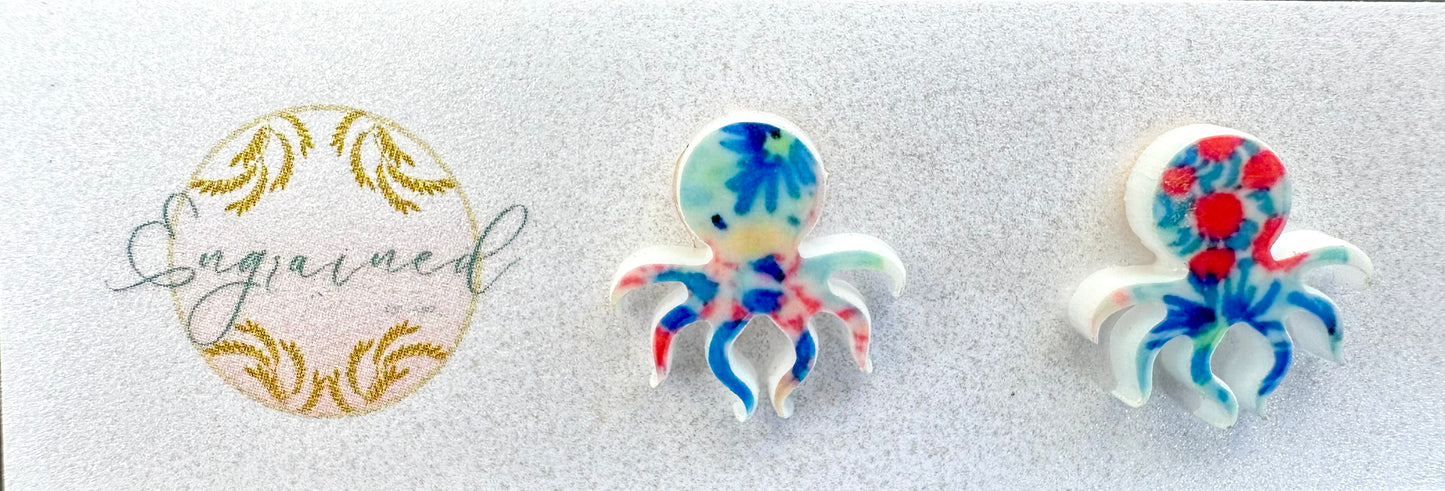 Tropical Octopus Stud Earrings