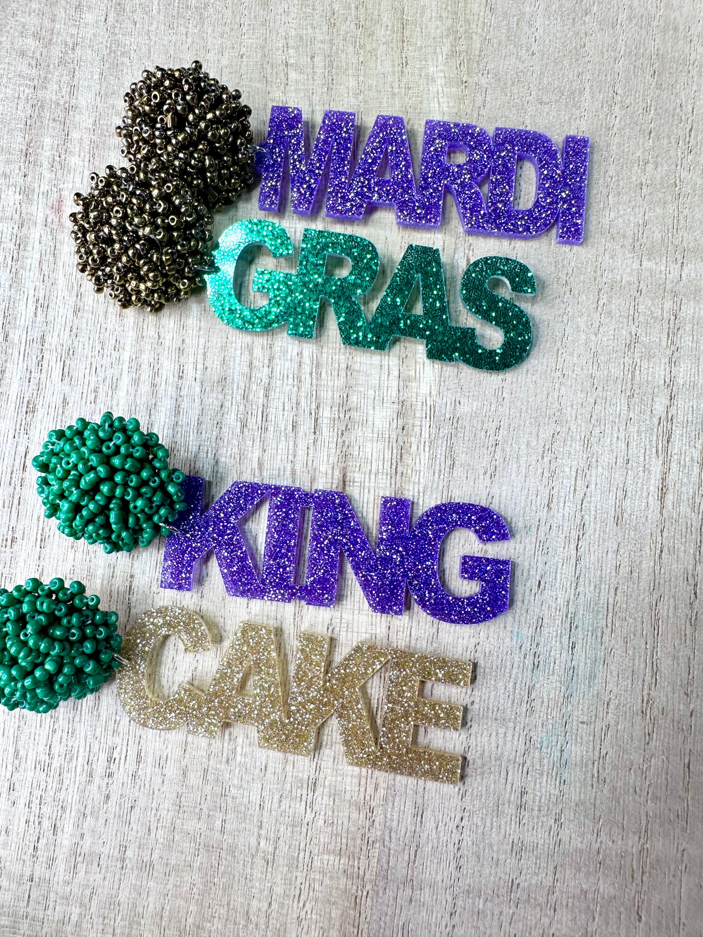 Festive Word Earrings Mardi Gras