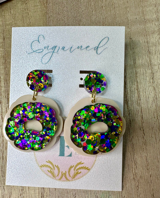 King Cake Dangle Earrings