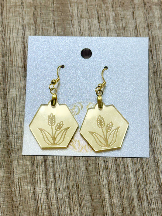 Gold Rice Stalk Earrings