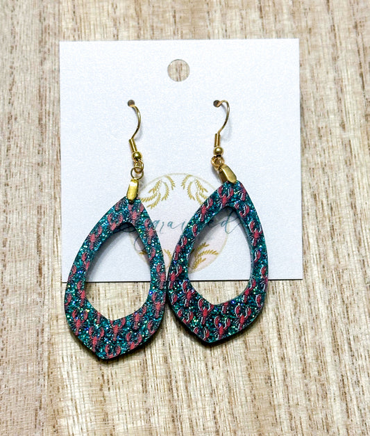 Crawfish Print Teardrop Earrings