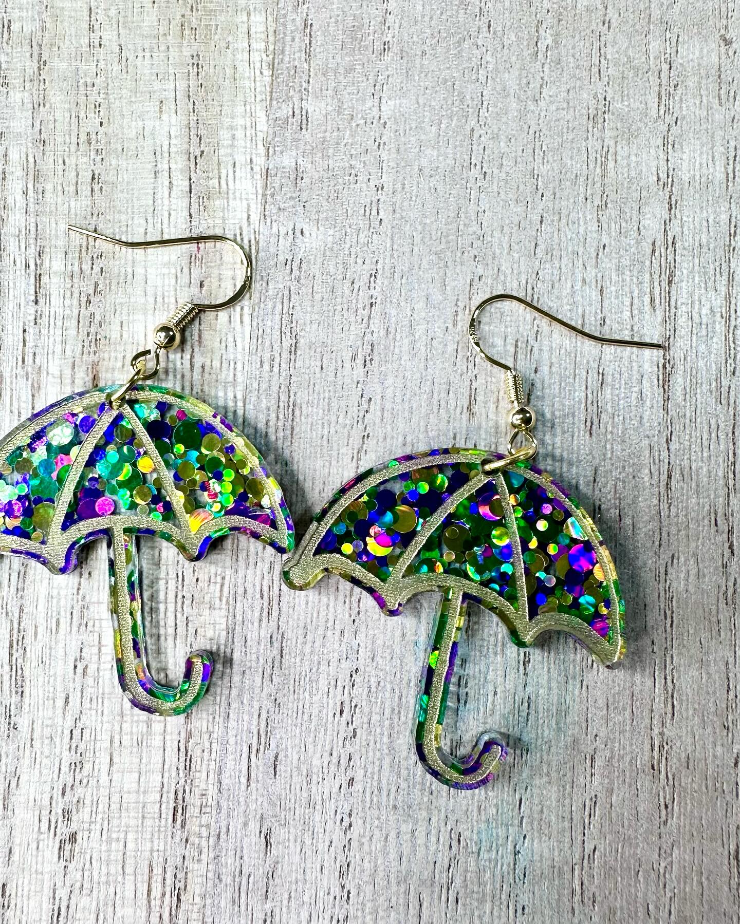 Mardi Gras Umbrella Earrings