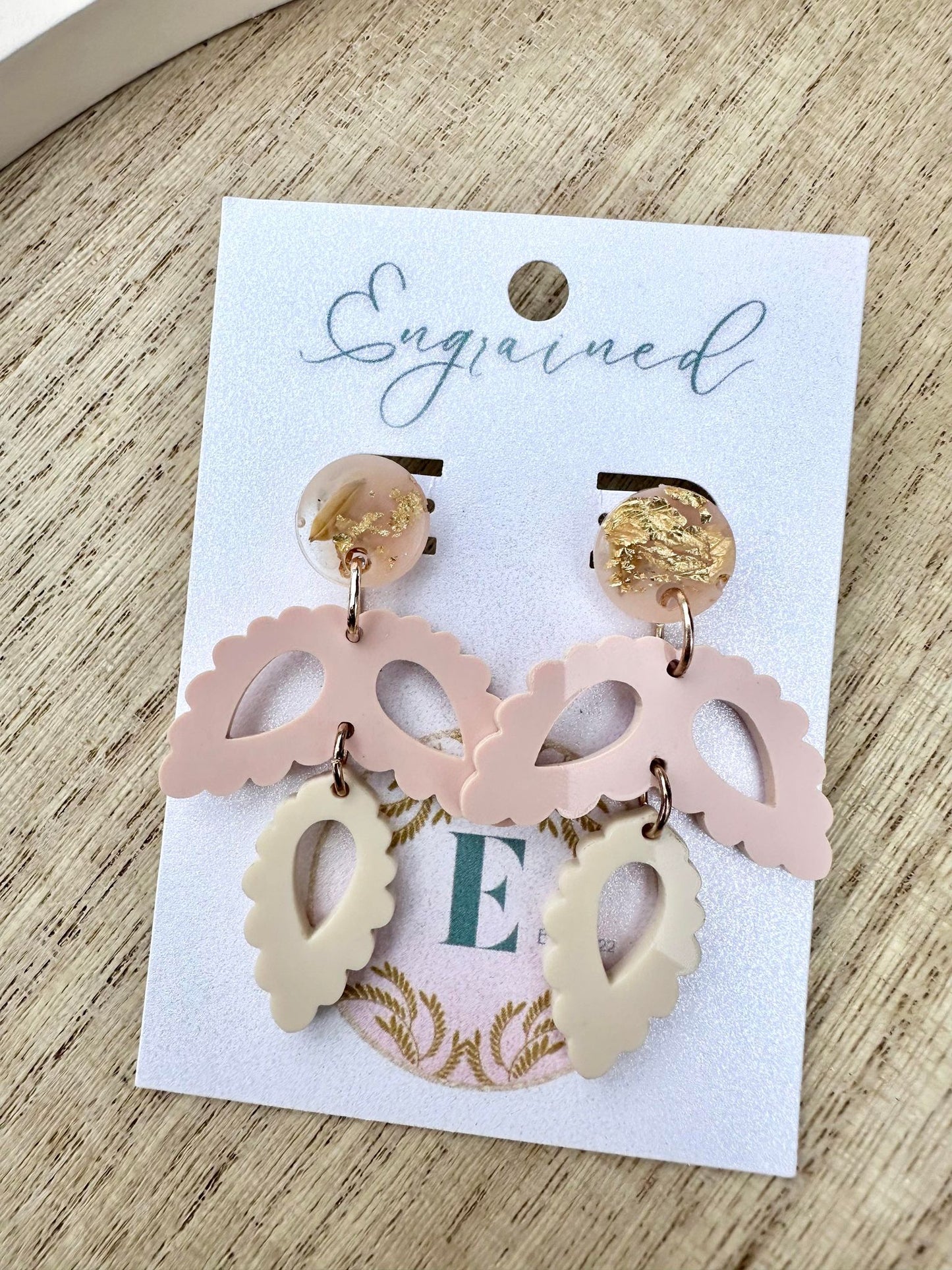 Blush And Ivory Flower Rice Earrings