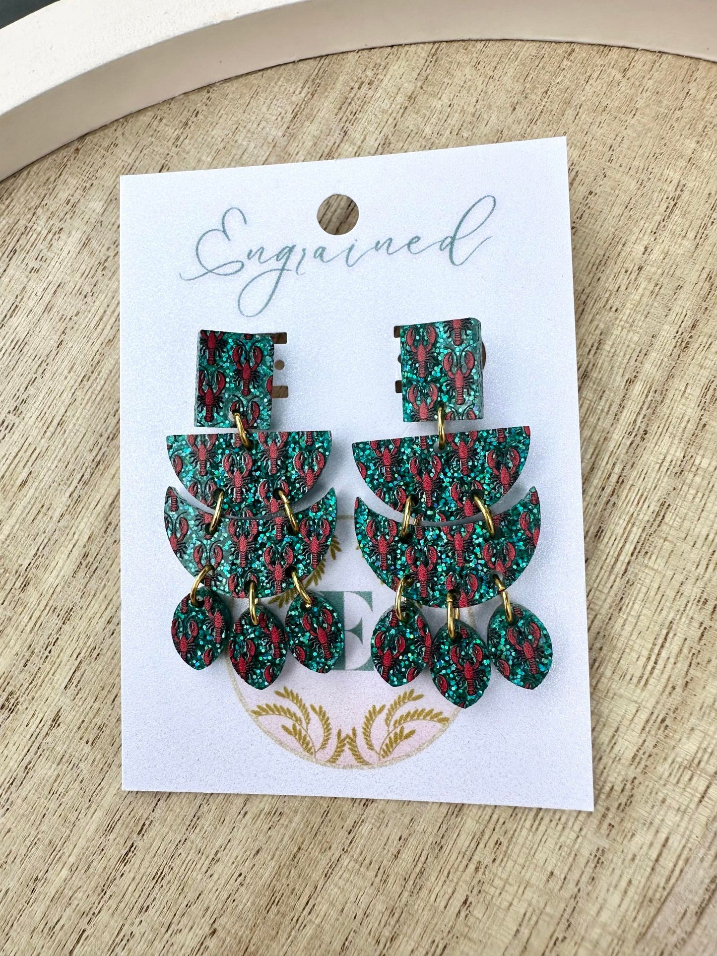 Crawfish Print Earrings